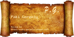 Paki Gergely névjegykártya